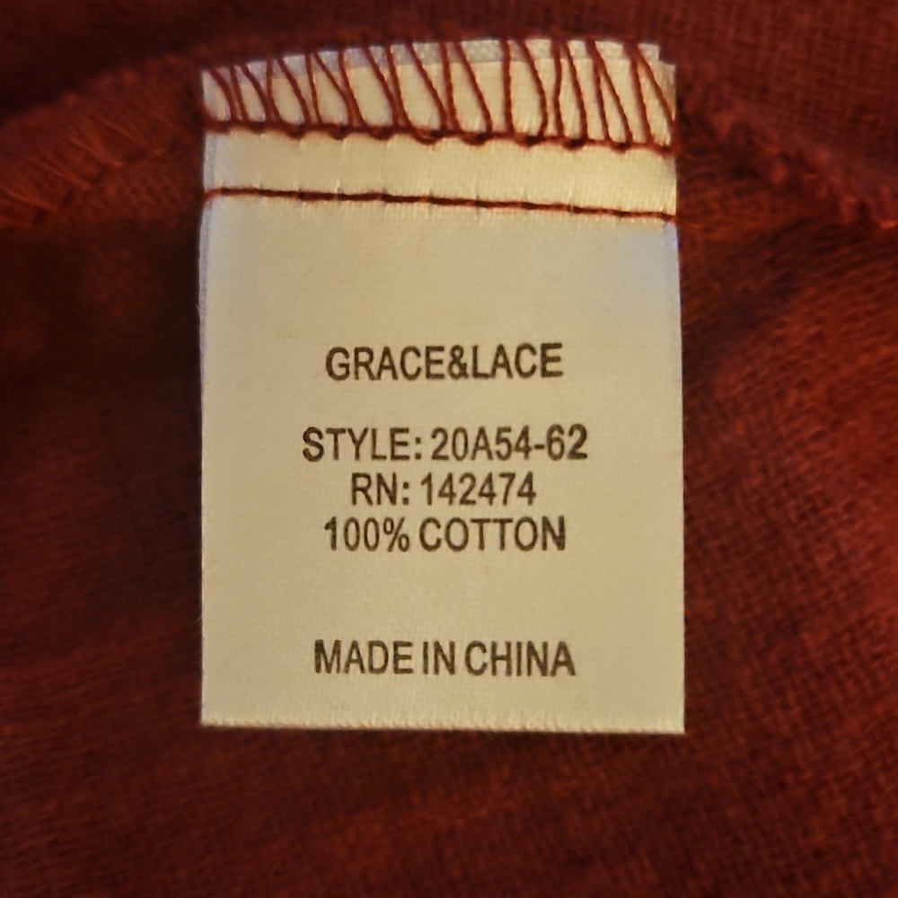 GRACE & LACE Floral Mexican Embroidered Maroon Fringe Long Sleeve Cotton Top - Picture 11 of 12